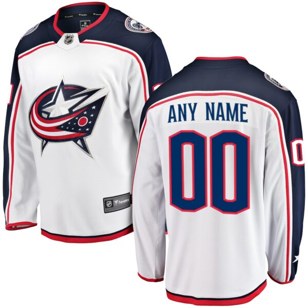 Men’s Columbus Blue Jackets Fanatics Branded White Away Breakaway Custom Jersey