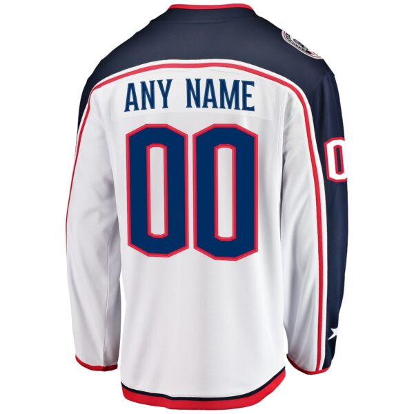 Men’s Columbus Blue Jackets Fanatics Branded White Away Breakaway Custom Jersey