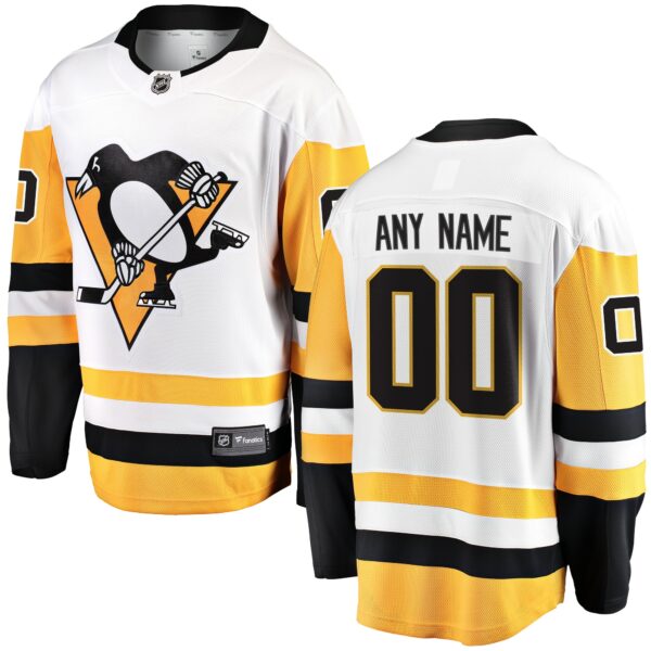 Men’s Pittsburgh Penguins Fanatics Branded White Away Breakaway Custom Jersey