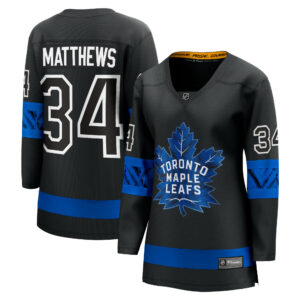 Women's Toronto Maple Leafs Auston Matthews Fanatics Branded Black Alternate Premier Breakaway Reversible Player Jersey