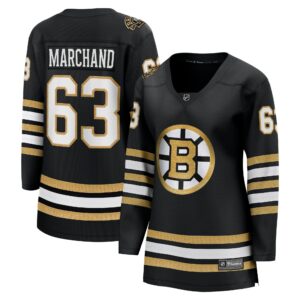 Women's Boston Bruins Brad Marchand Fanatics Branded Black 100th Anniversary Premier Breakaway Player Jersey