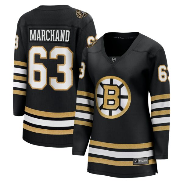 Women’s Boston Bruins Brad Marchand Fanatics Branded Black 100th Anniversary Premier Breakaway Player Jersey