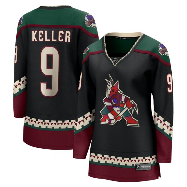 Women’s Arizona Coyotes Clayton Keller Fanatics Branded Black Home Breakaway Player Jersey