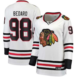 Women's Chicago Blackhawks Connor Bedard Fanatics Branded White Away Premier Breakaway Player Jersey