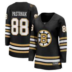 Women's Boston Bruins David Pastrnak Fanatics Branded Black 100th Anniversary Premier Breakaway Player Jersey