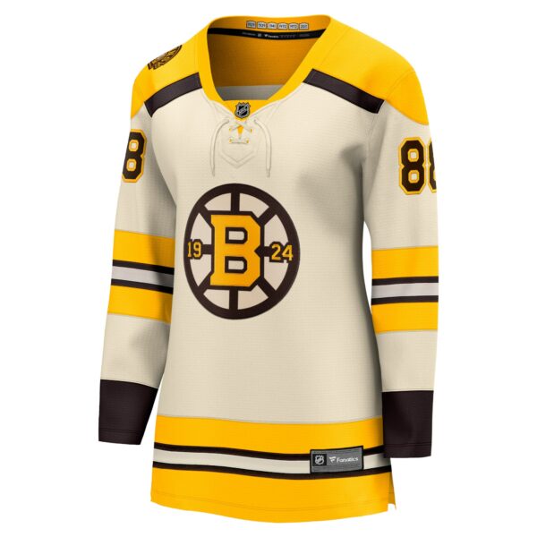 Women’s Boston Bruins David Pastrnak Fanatics Branded Cream 100th Anniversary Premier Breakaway Player Jersey