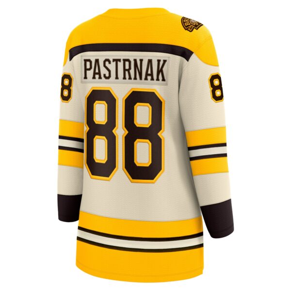 Women’s Boston Bruins David Pastrnak Fanatics Branded Cream 100th Anniversary Premier Breakaway Player Jersey