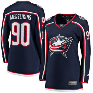 Women's Columbus Blue Jackets Elvis Merzlikins Fanatics Branded Navy Home Breakaway Jersey