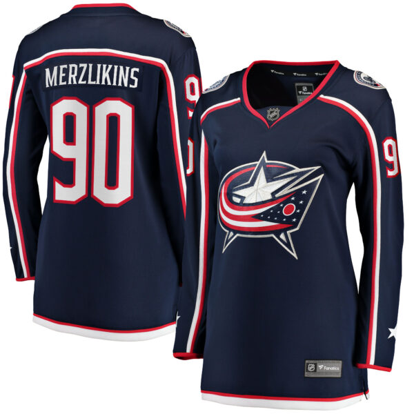 Women’s Columbus Blue Jackets Elvis Merzlikins Fanatics Branded Navy Home Breakaway Jersey