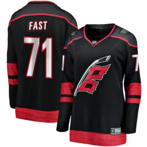 Women's Carolina Hurricanes Jesper Fast Fanatics Branded Black Home Breakaway Player Jersey