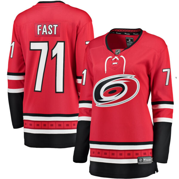 Women’s Carolina Hurricanes Jesper Fast Fanatics Branded Red Alternate Breakaway Jersey