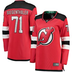 Women's New Jersey Devils Jonas Siegenthaler Fanatics Branded Red Home Breakaway Player Jersey