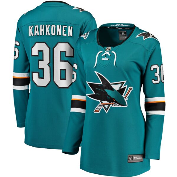 Women’s San Jose Sharks Kaapo Kahkonen Fanatics Branded Teal Home Breakaway Player Jersey