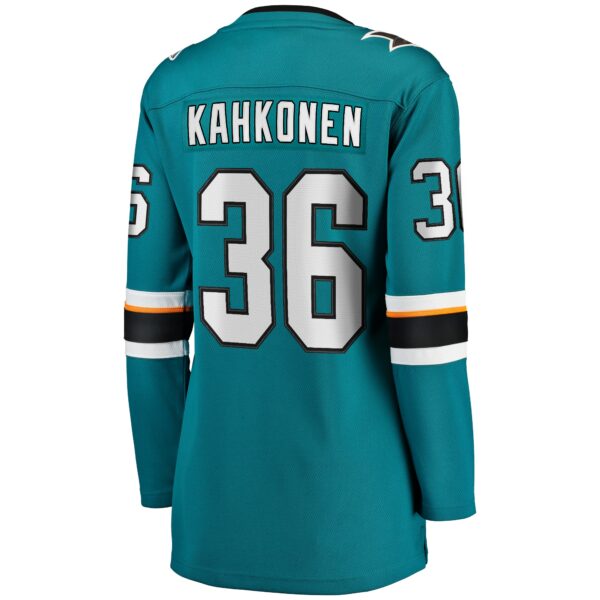 Women’s San Jose Sharks Kaapo Kahkonen Fanatics Branded Teal Home Breakaway Player Jersey