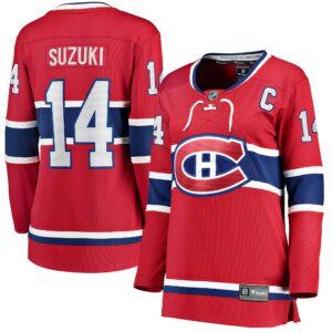 Women's Montreal Canadiens Nick Suzuki Fanatics Branded Red Home Captain Patch Breakaway Player Jersey