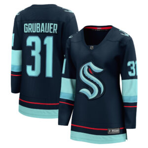 Women's Seattle Kraken Philipp Grubauer Fanatics Branded Deep Sea Blue Home Premier Breakaway Player Jersey