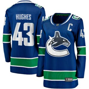 Women's Vancouver Canucks Quinn Hughes Fanatics Branded Blue Home Breakaway Player Jersey