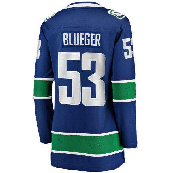 Women’s Vancouver Canucks Teddy Blueger Fanatics Branded Blue Home Breakaway Player Jersey