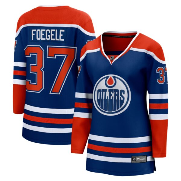 Women’s Edmonton Oilers Warren Foegele Fanatics Branded Royal Home Breakaway Player Jersey