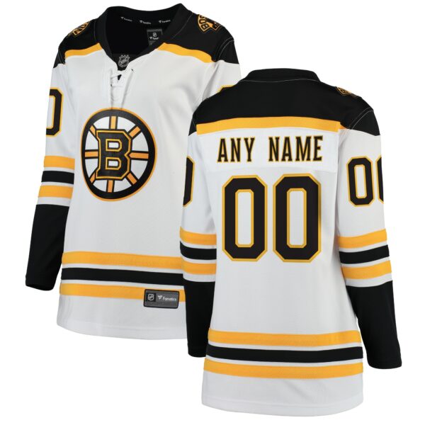 Women’s Boston Bruins Fanatics Branded White Away Breakaway Custom Jersey