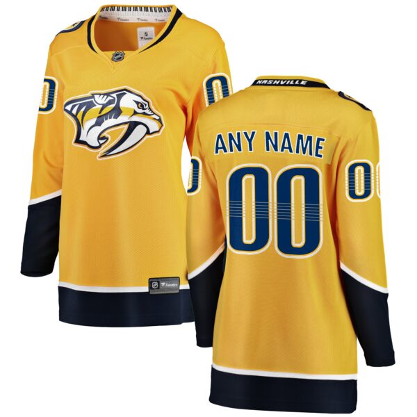 Women’s Nashville Predators Fanatics Branded Yellow Home Breakaway Custom Jersey